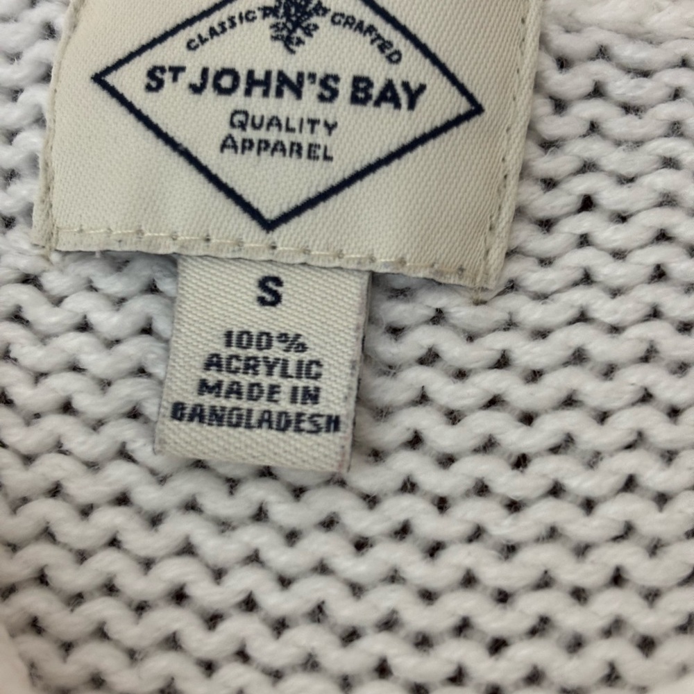 St. John's Bay Cream Cable Knit Button Up Cardigan - Picture 3 of 7